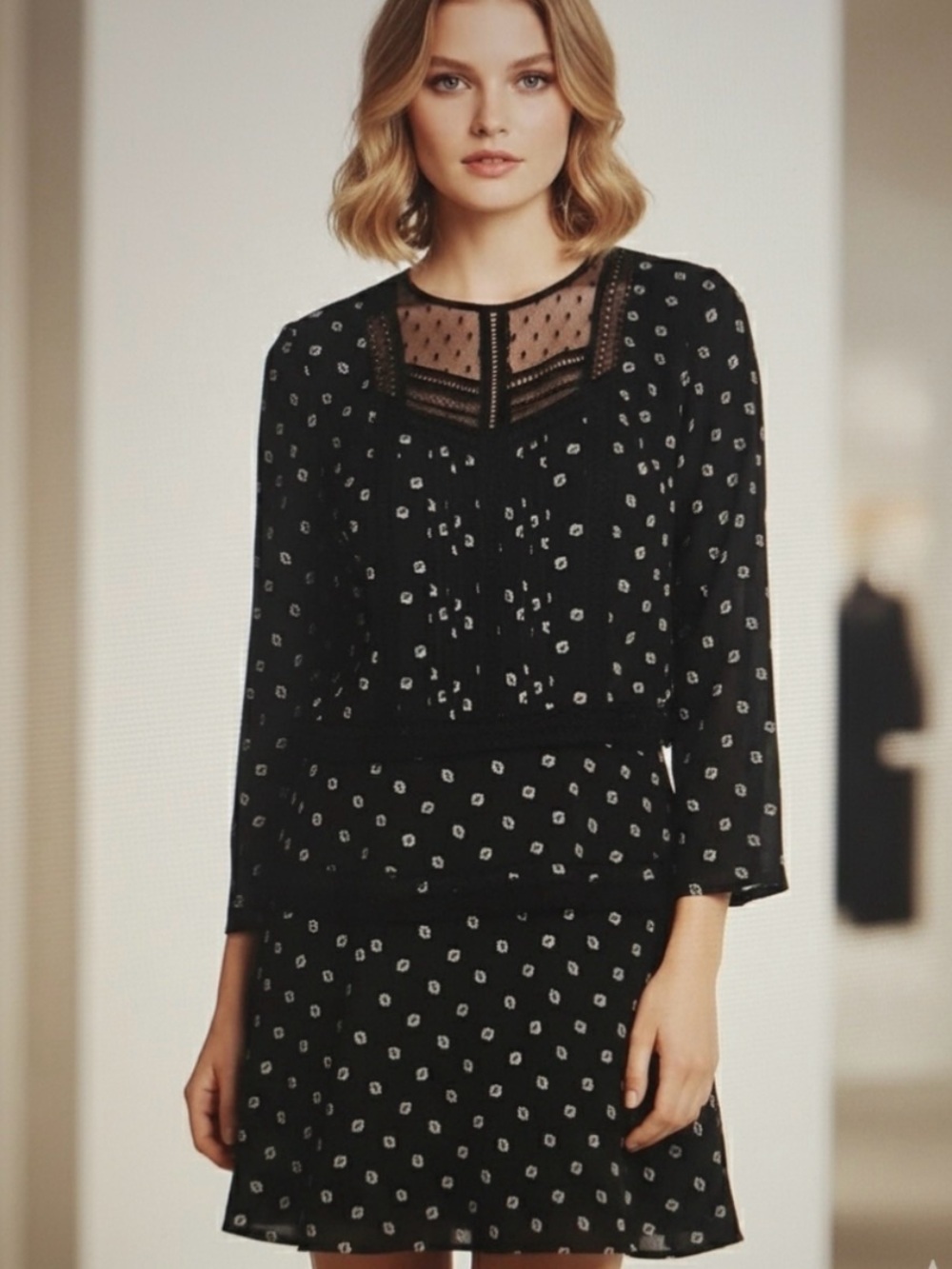 Veronica Beard Jasmine lace boho black&white daisy dress 6
